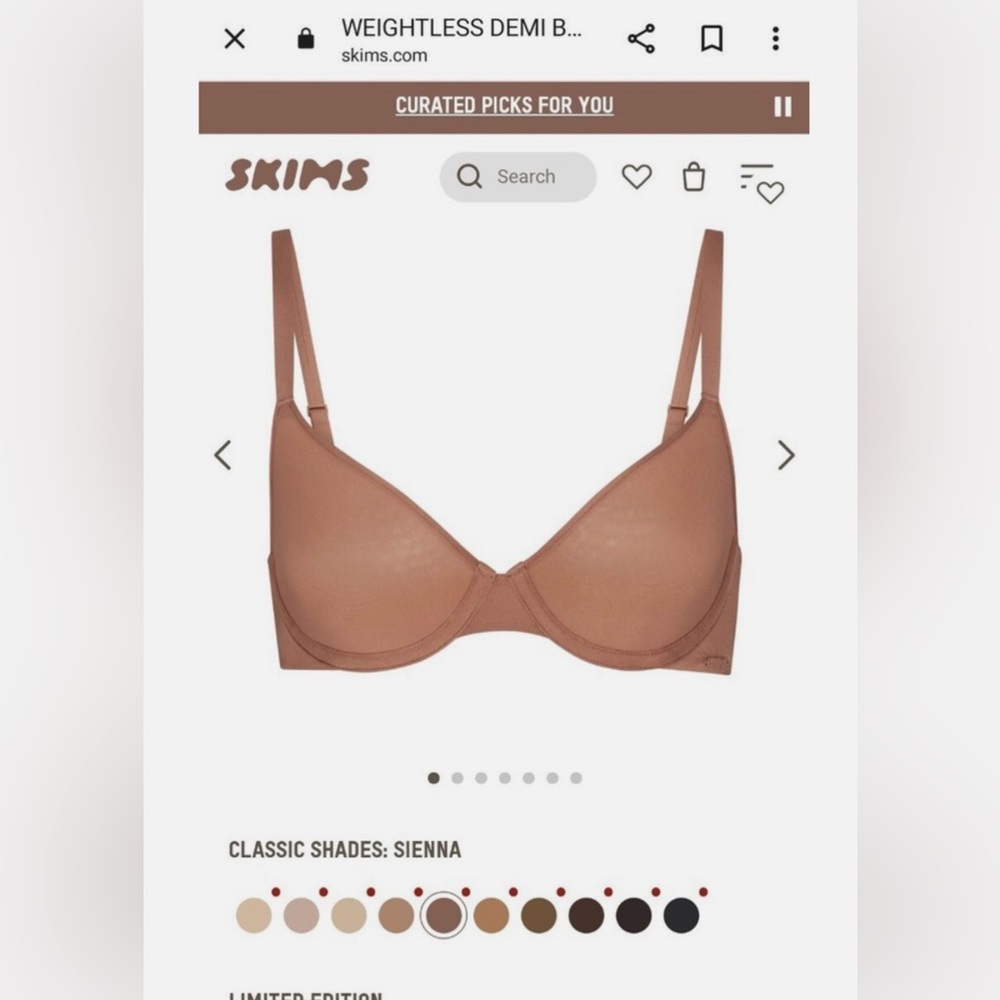 NWT Skims Sienna Weightless Demi Bra